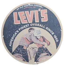 Vintage Porcelain Levi's Sign: America's Finest Overall Since 1850 - Classic Western Decor