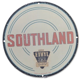 Vintage Southland Ethyl Gasoline Porcelain Sign - Collectible Gas Station Memorabilia