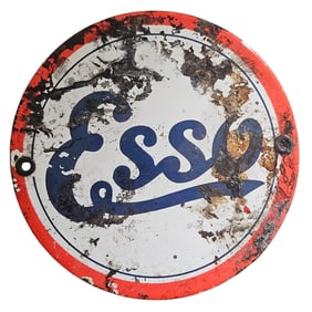 Vintage ESSO Porcelain Sign - Rare Collectible Gas Station Memorabilia