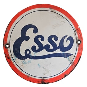 Vintage Esso Porcelain Sign - Classic Gas Station Memorabilia - Great for Collectors