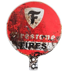 Vintage Firestone Tires Porcelain Sign - Classic Americana Advertising Collectible