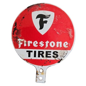 Vintage Firestone Tires Porcelain Sign - Rare Collectible Automotive Memorabilia
