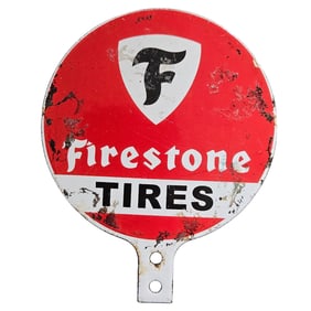 Vintage Firestone Tires Porcelain Sign - Classic Auto Advertising Collectible
