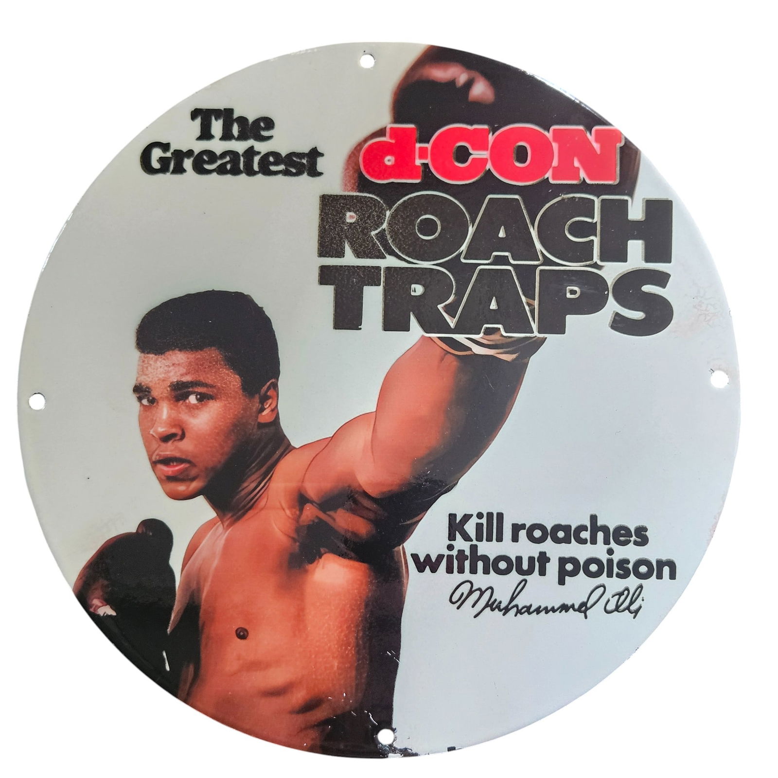 Vintage Muhammad Ali d-CON Roach Traps Porcelain Sign - The Greatest Advertising Memorabilia (1 of 2)