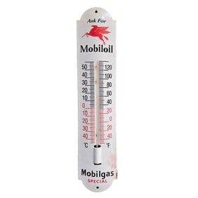 Vintage Mobilgas Porcelain Thermometer Sign - Classic Mobil Oil Advertising Decor