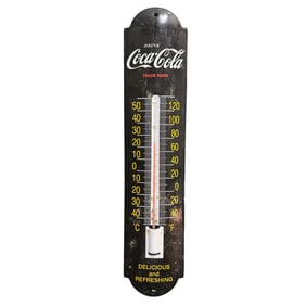 Vintage Coca-Cola Porcelain Thermometer Sign - Classic Advertising Memorabilia
