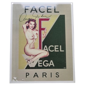 Vintage Facel Vega Porcelain Sign: Classic Pin-Up Art from Paris (1956)