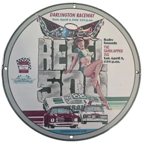 Vintage 1978 Rebel 500 Porcelain Sign - Rare Darlington Raceway Memorabilia