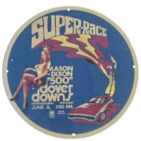Vintage NASCAR Porcelain Sign - Mason-Dixon 500 Super Race - Unique Collectible