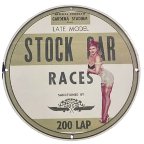 Vintage NASCAR Porcelain Sign: Late Model Stock Car Races - Rare Collector's Item