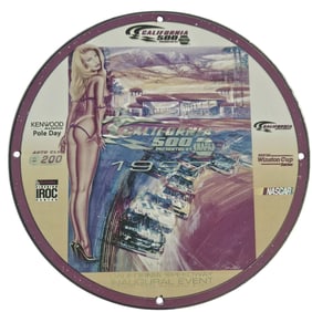Vintage 1997 California 500 Porcelain Sign - Rare Racing Memorabilia for Collectors