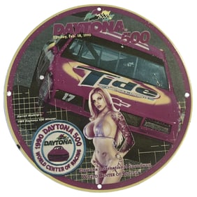 Original Vintage NASCAR Porcelain Sign - 1990 Daytona 500 Daring Design for Collectors