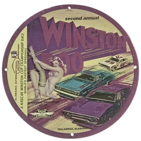 Vintage NASCAR Porcelain Sign: 2nd Annual Winston 500 - Unique Gas & Oil Collectible