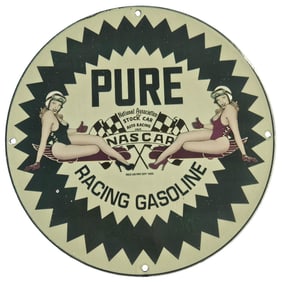 Vintage NASCAR Porcelain Sign - Rare Pure Racing Gasoline Decor for Collectors