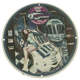 Vintage NASCAR Porcelain Sign: 1997 Michigan Speedway Original Design Collectible