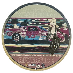 Vintage NASCAR Porcelain Sign: Winston Western 500 1983 ? One of a Kind Collectible