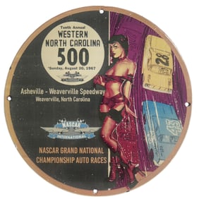 Vintage NASCAR Porcelain Sign - 1967 Western North Carolina 500 - One-of-a-Kind Collectible