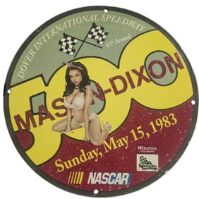 Vintage NASCAR Porcelain Sign - Mason-Dixon 500 - 1983 Dover International Speedway