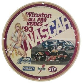 Vintage 1993 NASCAR All Pro Series Porcelain Sign - Unique Gas & Oil Collectible