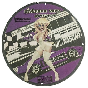 Vintage NASCAR Porcelain Sign - Riverside Park Speedway Design for Car Collectors
