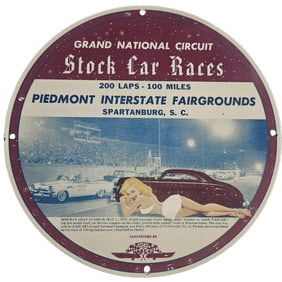 Vintage NASCAR Porcelain Sign: Grand National Circuit Stock Car Races - One of a Kind