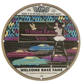 Vintage NASCAR Winston Racing Porcelain Sign - Unique 1995 Gas & Oil Collectible