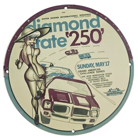 Vintage Diamond State 250 NASCAR Porcelain Sign ? Rare Race Car Collectible