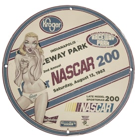 Vintage 1988 NASCAR Porcelain Sign - Unique Indianapolis Raceway Park Collectible