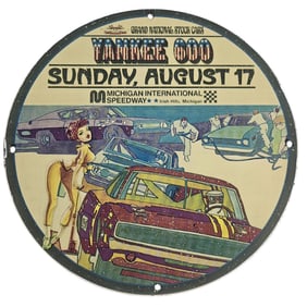 Collectible Vintage NASCAR Porcelain Sign - Yankee 080 Race Day - Rare Gas & Oil Memorabilia