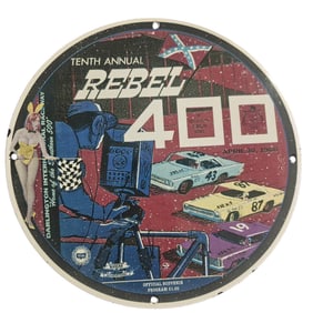 Vintage Nascar Rebel 400 Porcelain Sign (1966) - Racing Collectible, Unique Design