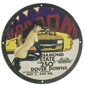 Vintage NASCAR Porcelain Sign - Unique 12" Gas & Oil Collector's Item