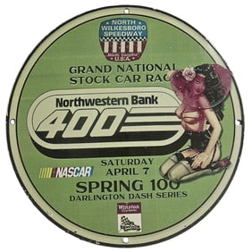 Unique Vintage NASCAR Porcelain Sign - One-of-a-Kind Collectible for Race Enthusiasts