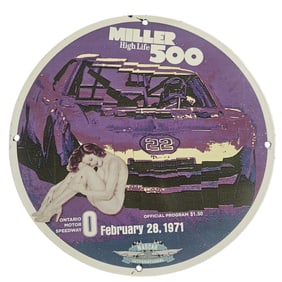 Unique Vintage NASCAR Porcelain Sign - Miller High Life 500 - Rare Collectible