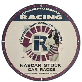 Vintage NASCAR Porcelain Sign - Riverside International Raceway - Unique Collectible