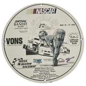 Vintage NASCAR Porcelain Sign - Skoal Bandit Racing - Unique Collectible from 1992