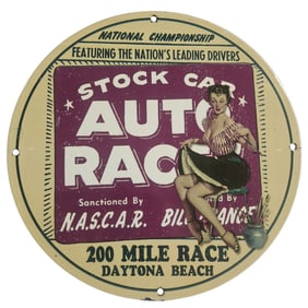 Vintage NASCAR Porcelain Sign - Unique 12" Auto Race D?cor for Collectors