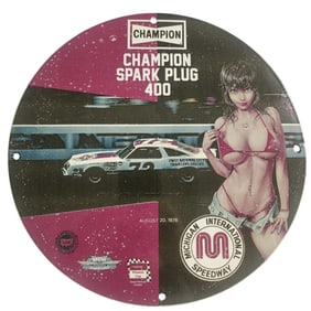 Vintage Champion Spark Plug 400 Porcelain Sign - Unique 12" Racing Collectible
