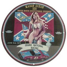 Rare Vintage NASCAR Porcelain Sign: Mason Dixon 500 Dover Downs Speedway Collectible