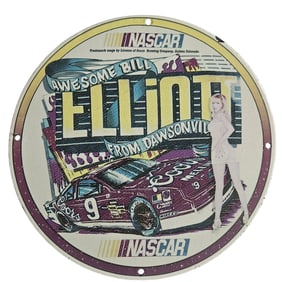 Vintage NASCAR Porcelain Sign - Awesome Bill Elliott from Dawsonville - 12" Original Design