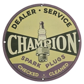 Rare Vintage Champion Spark Plug Porcelain Sign - 12" Unique Gas & Oil Collectible
