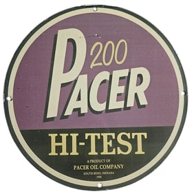 Vintage 1954 Pacer Hi-Test Porcelain Sign - A Must-Have for Race Car Collectors