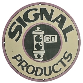 Authentic Vintage Signal Oil Company Porcelain Sign - Rare Gas & Oil Collectible