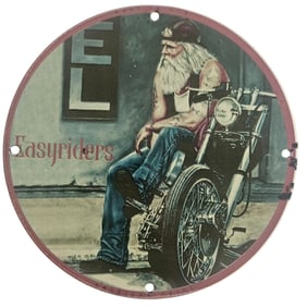 David Mann Inspired Easyriders Motorcycle Collectible Porcelain Sign - 8" Diameter