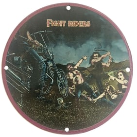 David Mann Inspired Motorcycle Collectible Porcelain Sign - Fight Riders - 8" Diameter