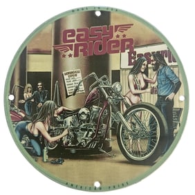 David Mann Inspired Easy Rider Motorcycle Porcelain Sign - Classic Road Artwork