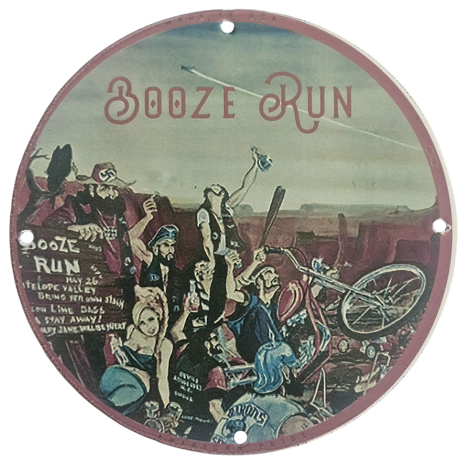 Exclusive David Mann Inspired 8-Inch Porcelain Sign - Booze Run Motorcycle Collectible Artwork: Discover the allure of motorcycle culture with this captivating 8-inch porcelain sign, inspired by the legendary artist David Mann. Perfect for bikers, collectors, and motorcycle enthusiasts, this art