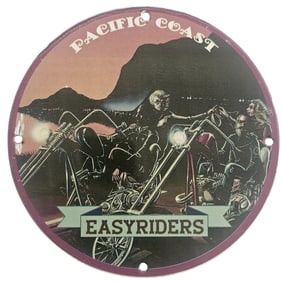 David Mann Inspired Motorcycle Porcelain Sign - 8" Collectible Road Artwork