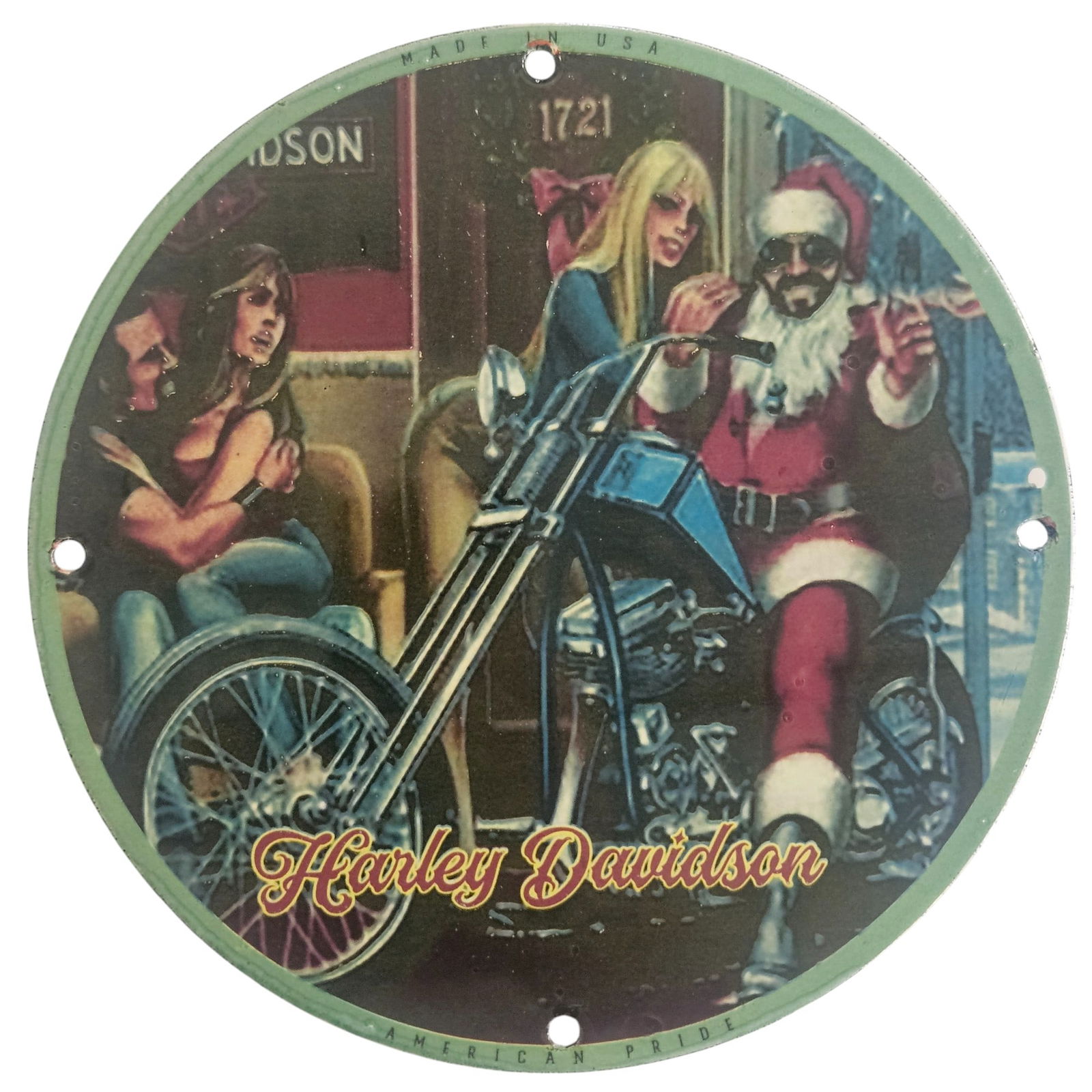 David Mann Inspired Harley Davidson Motorcycle Porcelain Sign ? 8 Inch Collectible Artwork: Elevate your motorcycle collection with this stunning 8-inch porcelain sign inspired by the legendary artist David Mann. Renowned for capturing the essence of biker culture and the freedom of the open