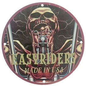 David Mann Inspired Motorcycle Collectible Porcelain Sign - Easy Riders, 8-Inch Diameter