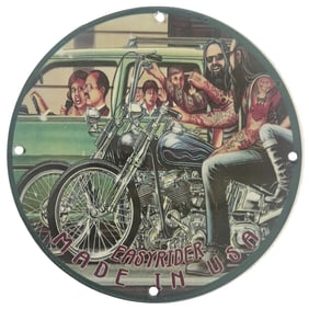 David Mann Inspired 8-Inch Porcelain Motorcycle Sign - Easy Rider Collectible Artwork